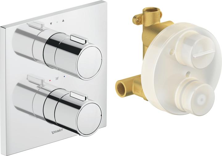 Produktbild Duravit Thermostatarmatur, Thermostat Unterputz Set, Eckig, Chrom Hochglanz, TH4200007010