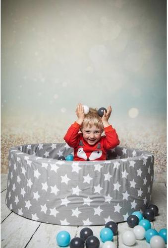 Actual product image Knorrtoys Ball pool soft - "Grey white stars" - 300 balls cream/grey/lightblue (approx. 6 diameters)