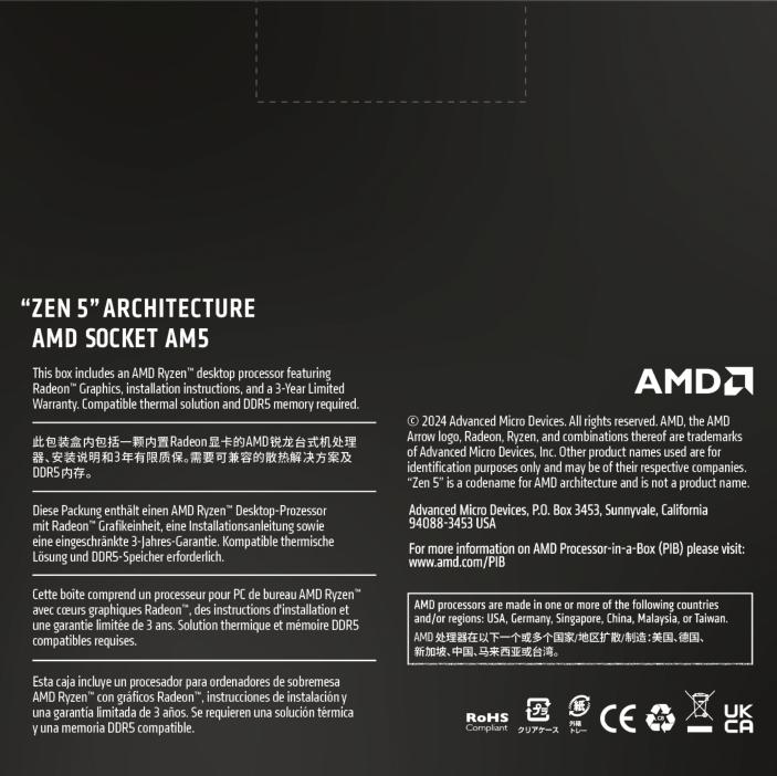 Nutritional values and ingredients AMD Ryzen 7 9700X (AM5, 3.80 GHz, 8 -Core)