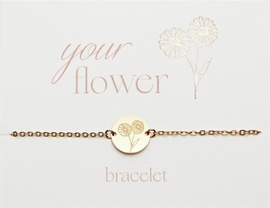 Produktbild HCA Armband - "Your Flower" - Edelstahl vergoldet - Aster (Edelstahl)