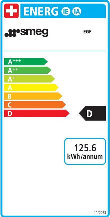 Energie-Label Smeg EGF03WHEU Espressomaschine mit Mahlwerk Weiss 50's Style