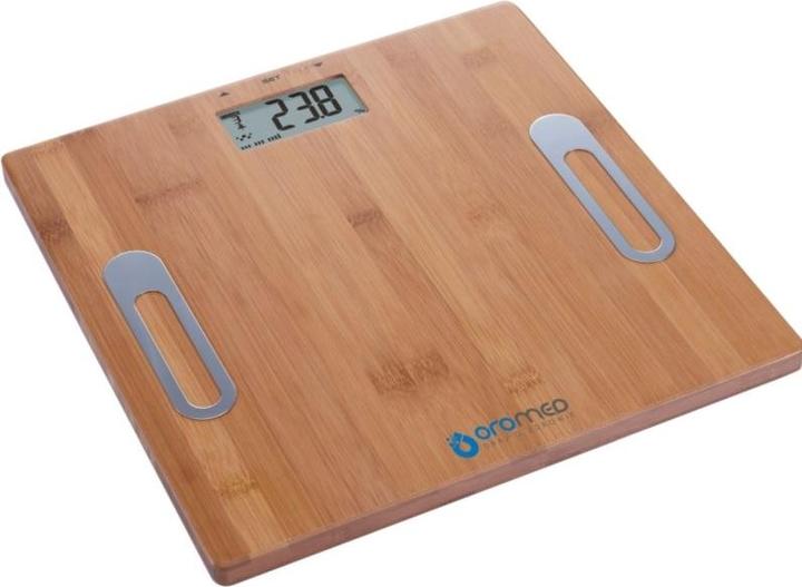 Oromed ORO-SCALE BAMBOO Bilancia elettronica personale quadrata in bambù (150 kg)