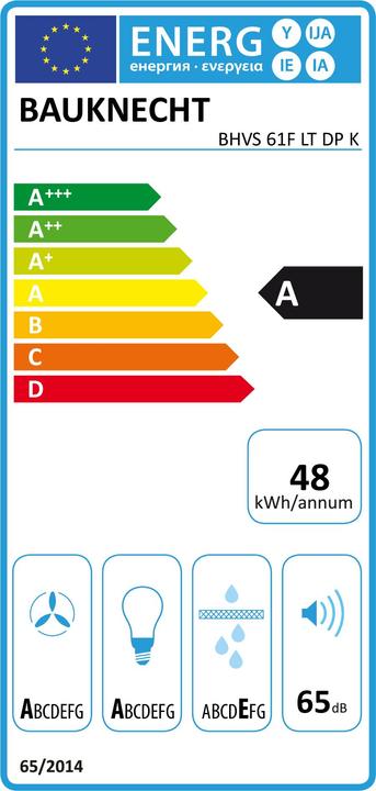 Energy Label Bauknecht BHVS 61F LT DP K (Wall hood)