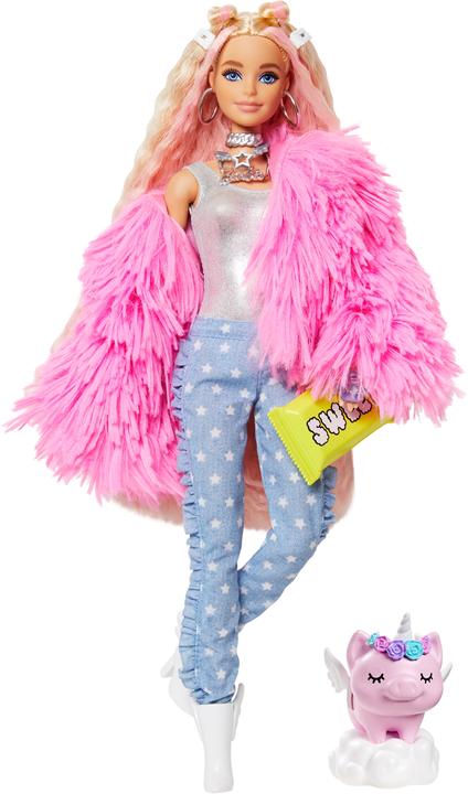 Produktbild Barbie Extra Doll - Flauschige rosa Jacke