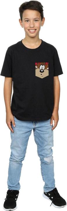 Immagine prodotto Looney Tunes Tasmanian Devil Face Faux Pocket Maglietta Ragazzi (152, 158)