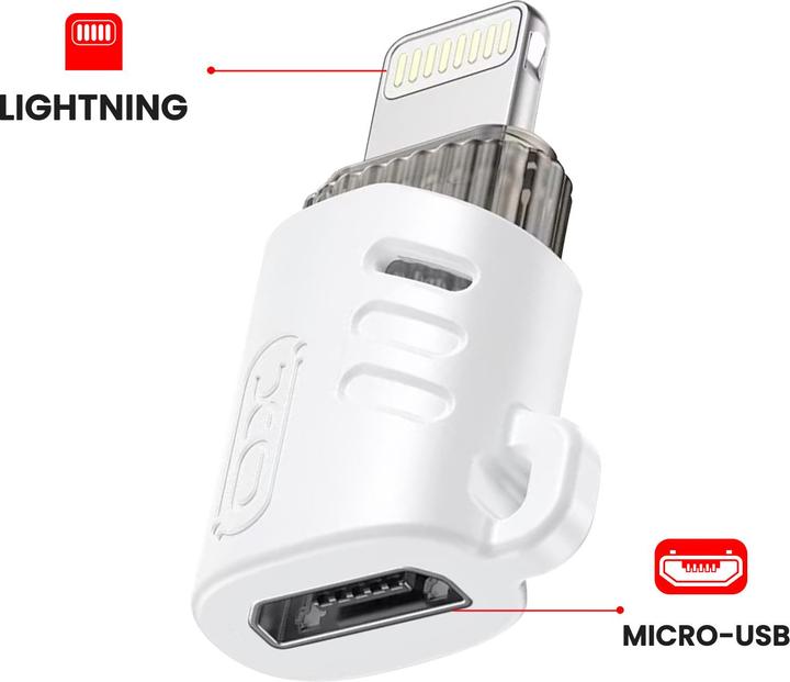 Actual product image xO adapter NB256F microUSB - Lightning white (Micro USB, Lightning)