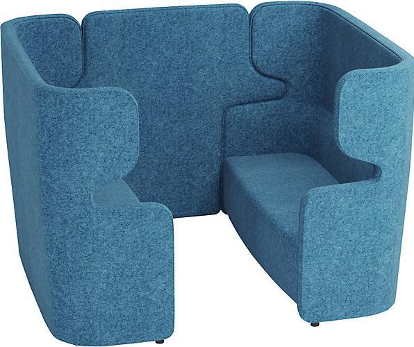 Bisley Canapé acoustique VIVO, 2 deux places avec dossier haut, paroi médiane, bleu.
