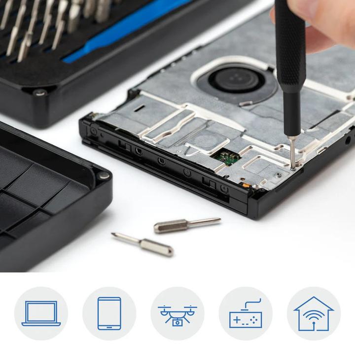 Produktbild iFixit Mako Precision Bit Set (1, 2, T TR 10, TR6, TR8, T TR 15, T TR 20, TR7, T TR 25, TR9, J 00, Y0, J 000, J 1, 1mm, J 0, PH0000, Y 00, Y 000, P6, Y 1, 0.7 mm, 4 mm, 2 mm, PH1, 5 mm, PH2, 4.5 mm, 1.3 mm, T3, 0.9 mm, 3.5 mm, T2, PH00, T5, P2, T4, 2.5 mm, 5.5 mm, PH0, 3 mm, P5, 1.5mm)