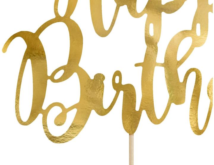 Actual product image Partydeco Golden decoration for "Happy Birthday" cake