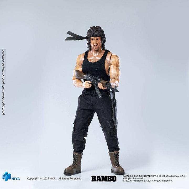 Actual product image Hiya Toys Rambo figurine 1/12 Exquisite Super Series First Blood II John Rambo 16 cm