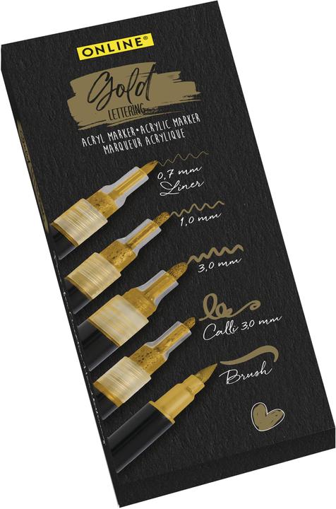 Online Gold Lettering Set (Gold, 3 mm, 5 x)