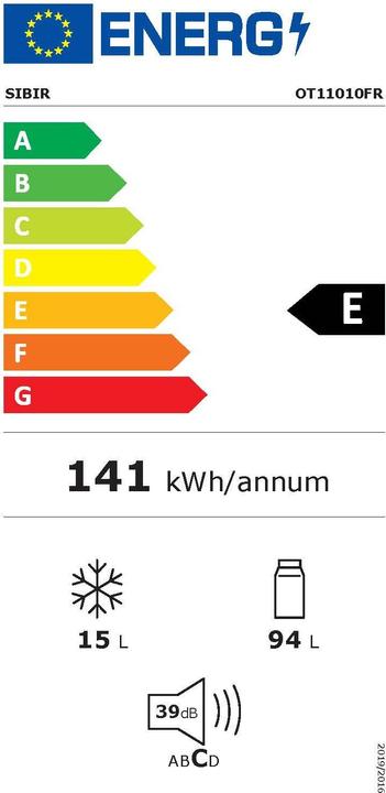 Etichetta energetica Sibir OT11010FR (109 l)