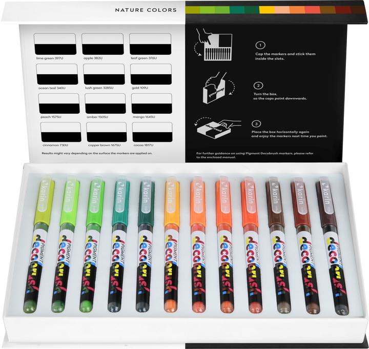 Image du produit Karin PIGMENT DECO BRUSH - Marqueur à pinceau (Nature, Multicolore, 12 x)