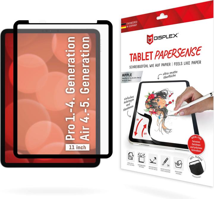 Image du produit Displex Tablet Papersense, iPad Paper Feeling Schutzfolie (1 pièce(s), iPad Pro 11 2020 (2. Gen), iPad Pro 11 2022 (4e génération), iPad Pro 11 2018 (1. Gen), iPad Pro 11 2021 (3ème génération), iPad Air 2020 (4. Gen), iPad Air 2022 (5e génération))