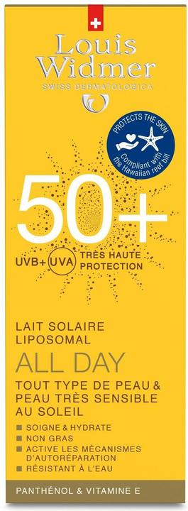 Actual product image Louis Widmer ALL DAY 50+ sunscreen perfumed tube (Suntan cream, SPF 50+, 100 ml, 135 g)
