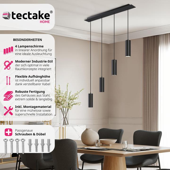 Actual product image tectake Pendant light Lumea, 4-flame, length-adjustable cables (GU10)