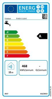 Energielabel Vaillant VED E 21/8 E 10023747 elektrische doorstroomverwarmer