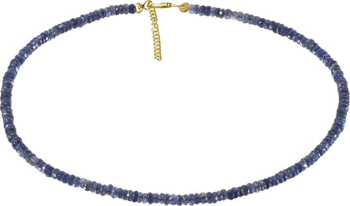 Xen Iolith- Collier 5 mm facettiert 43 + 5 cm 925 Silber vergoldet (925 Sterling Silber, 43 cm)