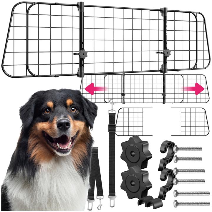 Produktbild tectake Hundeschutzgitter Balu, breitenverstellbar, 2 Anschnallgurte (Hund, Reflektoren)