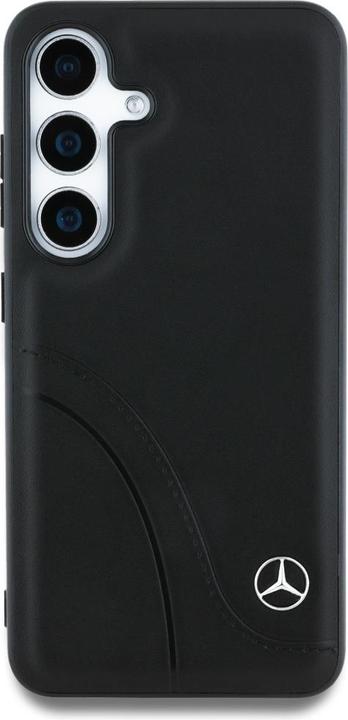 Image du produit Mercedes Leather Curved Stitches Case for Samsung Galaxy S25 - Black (Samsung Galaxy S25)