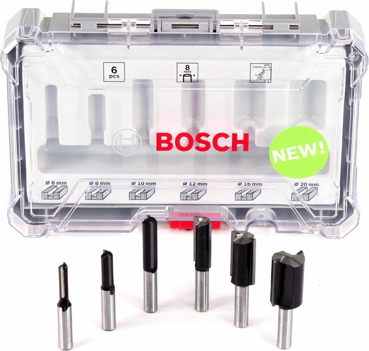 Produktbild Bosch Professional Zubehör 6-teiliges Nutfräser-Set, 8-mm-Schaft für Handfräsen
