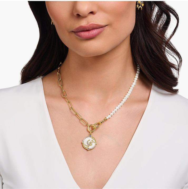 Produktbild Thomas Sabo Kettenanhänger mit Halbmond und bunten Steinen vergoldet (Emaille, 925er Silber)