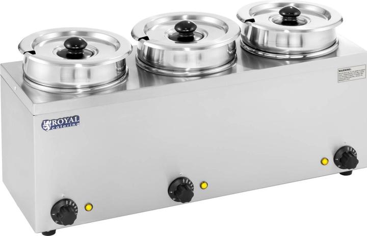 Produktbild Royal Catering Bain Marie Rund Speisenwärmer Wasserbad Suppenstation Warmhalter 3 Behälter