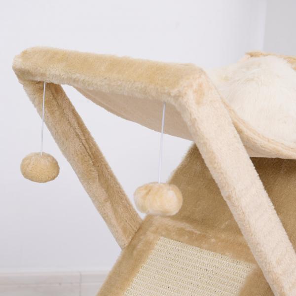 Produktbild PawHut Katzenturm mit Höhle und Hängematte (65 cm, Beige)