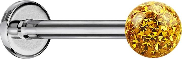 Image du produit Star Piercing Micro Labret argenté avec boule de cristal topaze et couche de protection en époxy (sans laiton, Titane G23)