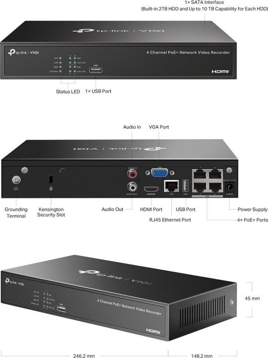 Actual product image TP-Link VIGI NVR1004H-4P (Network Video Recorder (NVR))