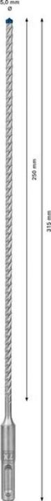 Actual product image Bosch Professional Zubehör Hammer drill EXPERT SDS plus 7X 1 piece 5.00 mm total length 315 Plus pcs. (5.0 mm)
