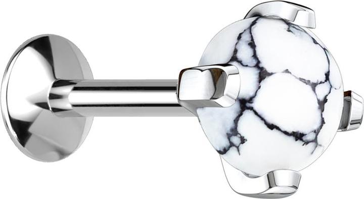 Star Piercing Micro UFO Labret Innengewinde silber Howlith Stein (Mineralisch, Chirurgenstahl 316L, ohne Messing)