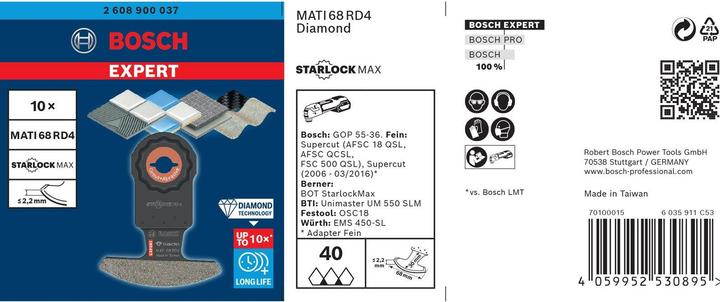 Immagine prodotto Bosch Professional Zubehör Lama angolare EXPERT MATI 68 RD4 Lama per utensili multifunzione, 68 x 30 mm, 10 pezzi.