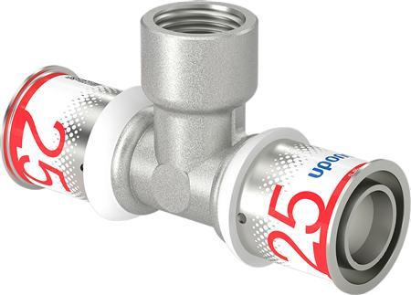 Actual product image Uponor MLC press tee mf. 25-1/2-25 - for underfloor heating and hot water and radiator systems (Press connection)