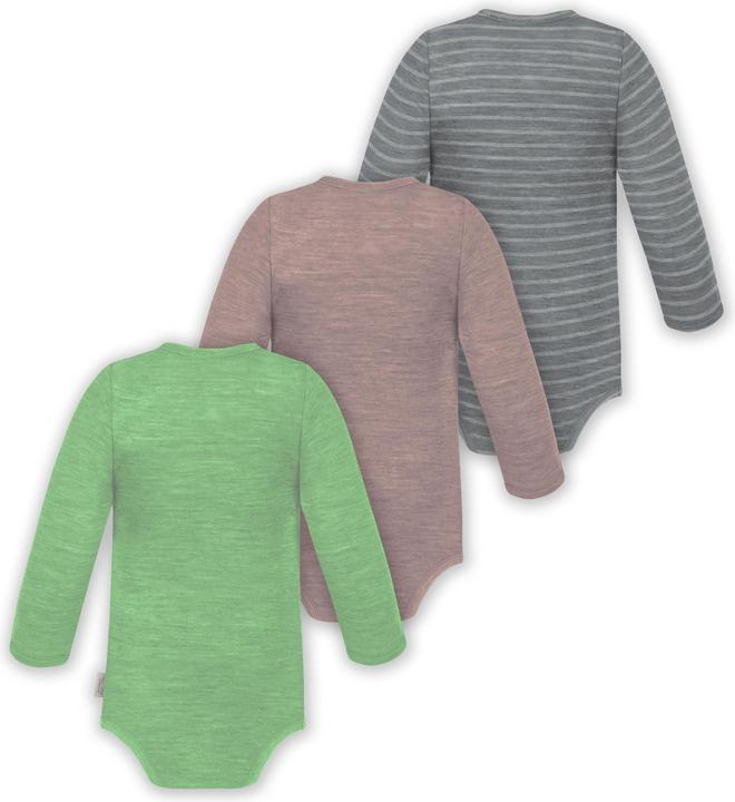 Actual product image Normani 3-pack baby merino long sleeve wrap bodysuit for boy and girl - 9355 (86)