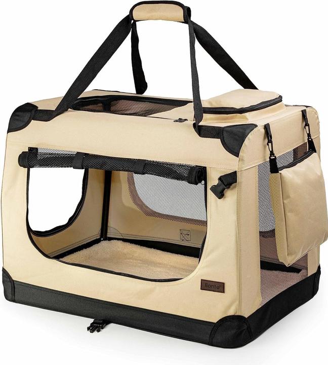 Produktbild Dibea Hundetransportbox M, Beige (Hund, Katze, Kleintier, Waschbar, Atmungsaktiv, Abschliessbar, Komplett zu öffnen, Faltbar)