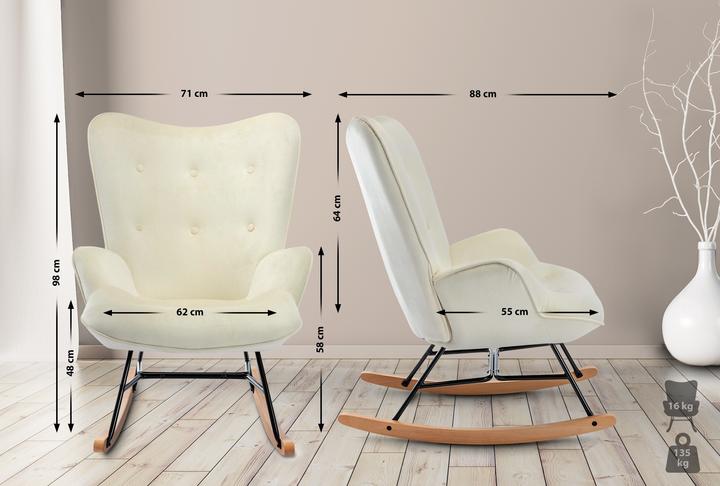 Image du produit CLP fauteuil à bascule Sanka velours, crème
