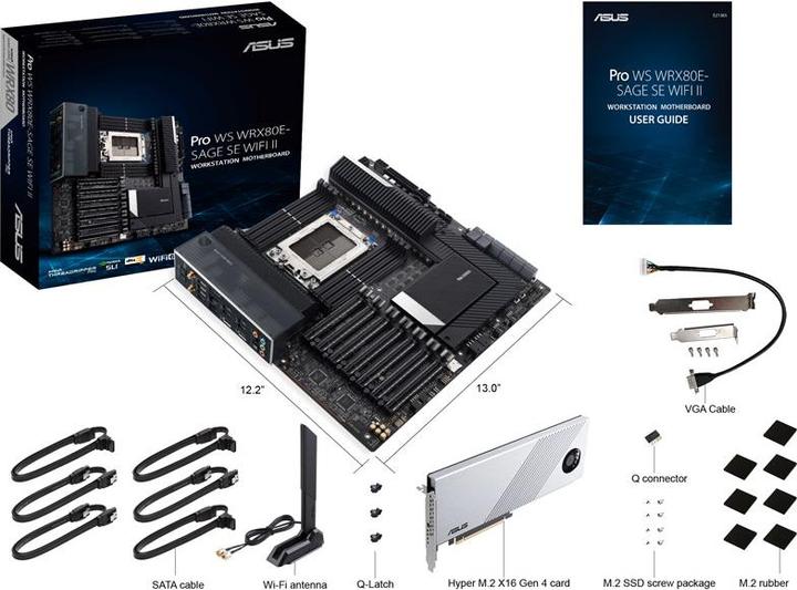 Actual product image ASUS Pro Ws Wrx80e-Sage Se Wifi Ii (sWRX8, AMD WRX80, E-ATX)