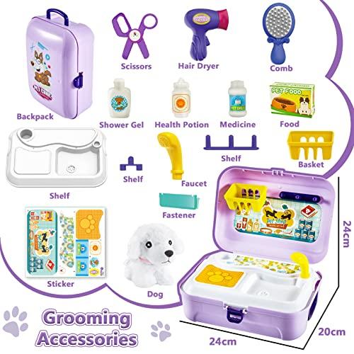 Produktbild Activity Board Hunde Kinder Spielzeug, Rolle spielen Rucksack Hundesalon Spielzeug Kinder Friseur Spielset