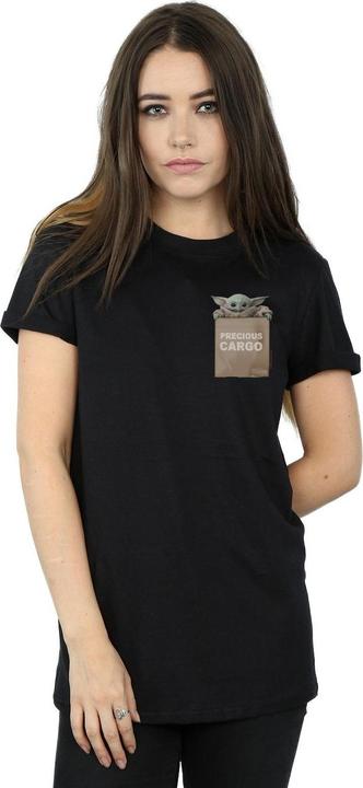 Actual product image Star Wars Womens/Ladies The Mandalorian Precious Cargo Faux Pocket Cotton Boyfriend T-Shirt (3XL)