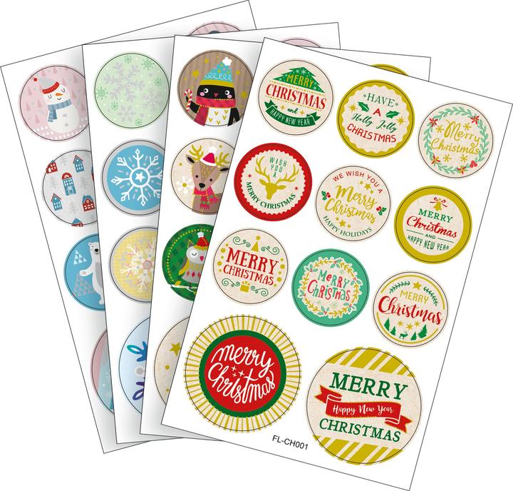 Produktbild Folia Rund-Sticker WEIHNACHTEN, 4 Blatt in 9x14cm
