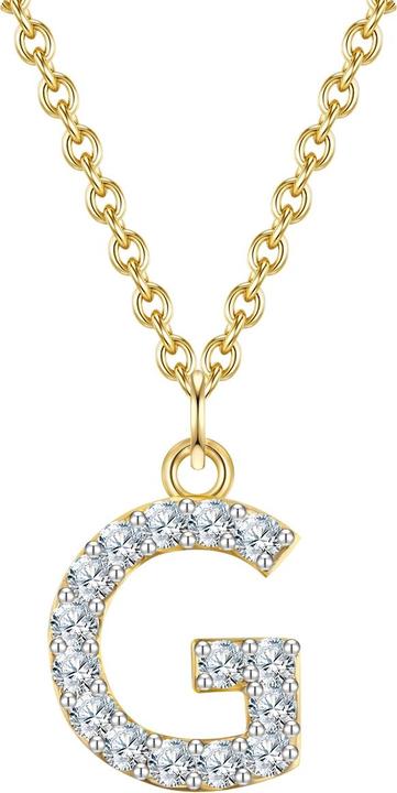 Glanzstücke München Damen Buchstabe G Sterling Silber Zirkonia Gelbgold 45,0 cm Basiskette + 5,0 cm Verlängerung - 32056 (Sterling Silber, 40 - 45 cm)