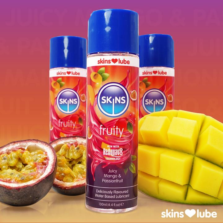 Image du produit Skins Fruity" Juicy Mango & Passionfruit 130ml Lubrifiant aux arômes naturels de fruits (130 ml)