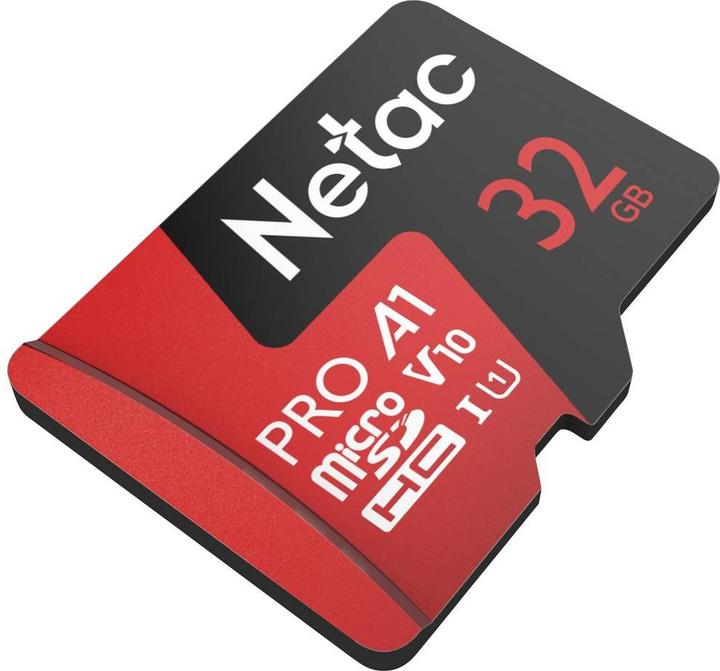 Actual product image Netac P500 Extreme Pro MicroSDHC 32GB V10/A1/C10 up to 100MB/s, wi (32 GB, microSDHC, U1, UHS-I)