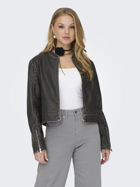 Produktbild Only Stehkragen Ärmelbündchen mit Reissverschluss Jacke Kunstlederjacke (XL)