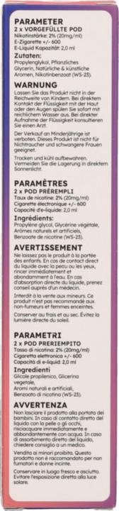 Valori nutrizionali e ingredienti SKE Pod 4in1 2x (Lampone, Mirtillo)