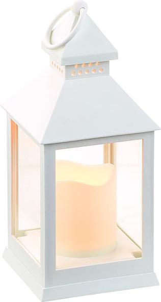 Immagine prodotto Lunartec Lanterna con candela a LED tremolante e timer, funzionamento a batteria, bianco (1 x)