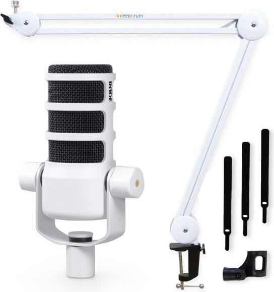Actual product image RØDE Podmic Podcast Microphone White with articulated boom WH