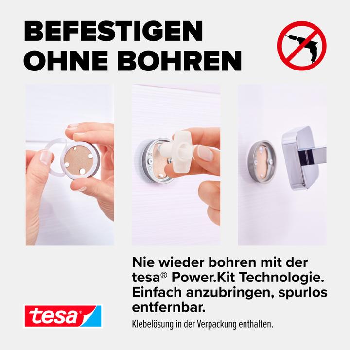 Produktbild tesa ELEGAANT Handtuchhalter zweiarmig inkl. Klebelösung ohne Bohren