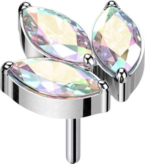 Immagine prodotto Star Piercing Threadless argento tre cristalli ovali multicolore (Titanio G23, senza ottone)